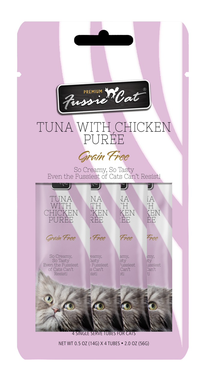 4pk Fussie Cat Tuna with Chicken Puree Cat Treat .5oz by Pet Food Warehouse