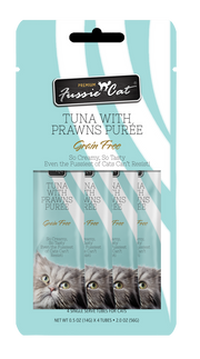 4pk Fussie Cat Tuna with Prawns Puree Cat Treat .5oz by Pet Food Warehouse
