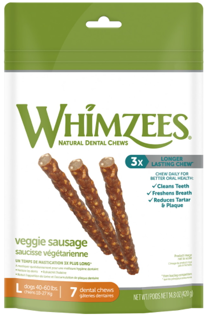 Whimzees Large Sausage Stick Dental Chew 14.8oz by Pet Food Warehouse