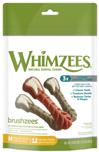 Whimzees Medium Toothbrush Dental Chew 12oz by Pet Food Warehouse