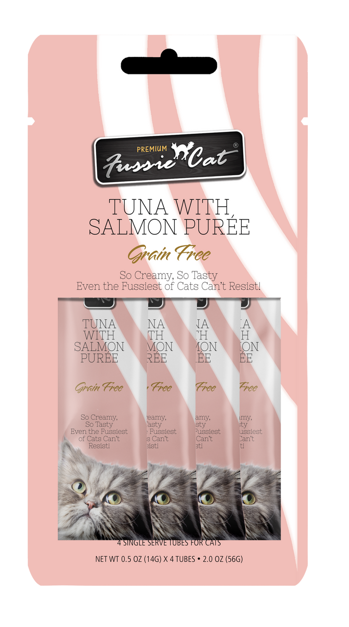 4pk Fussie Cat Tuna with Salmon Puree Cat Treat .5oz by Pet Food Warehouse