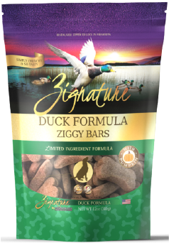 Zignature Ziggy Bars Treats Duck Dog Treat 12oz by Pet Food Warehouse