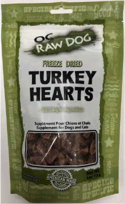 OC Raw Freeze Dried Turkey Hearts Dog Treat 4oz by Pet Food Warehouse