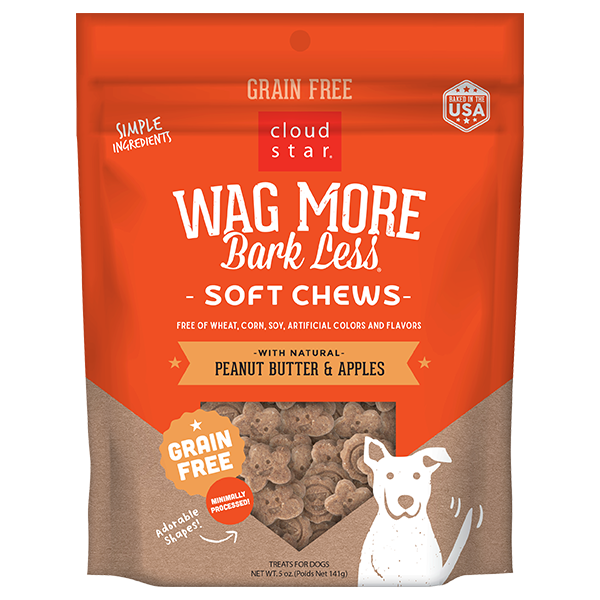 Cloud Star Wag More Grain Free Soft Peanut Butter Apple Dog Treat 5oz by Pet Food Warehouse