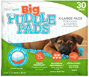 30 ct TevraPet BIG Puddle Pads by Pet Food Warehouse
