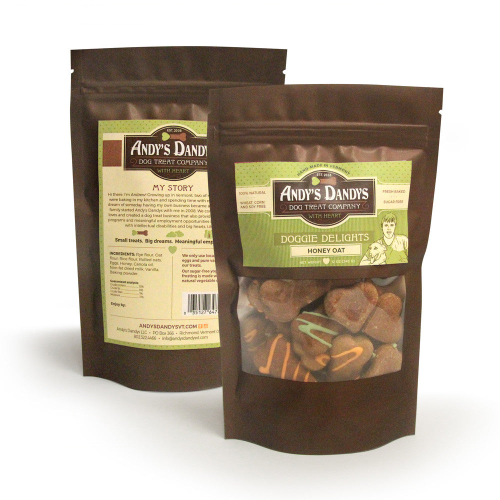 Andy's Dandys Dog Treat Honey Oat Delights 8oz by Pet Food Warehouse