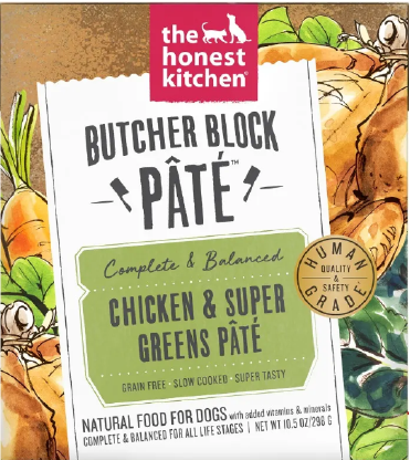 Honest Kitchen Butcher Block Pate Chicken & Super Greens Dog Food 10.5oz by Pet Food Warehouse