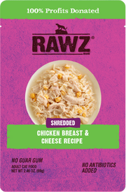 Rawz Chicken Breast & Cheese Cat Food Pouch 2.46oz by Pet Food Warehouse