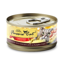 Fussie Cat Gold Chicken Liver Pumpkin Can Cat Food 2.82oz by Pet Food Warehouse