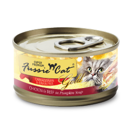 Fussie Cat Gold Chicken Beef Pumpkin Can Cat Food 2.82oz by Pet Food Warehouse