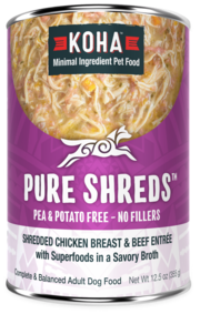 Koha Pure Shreds Chicken & Beef Canned Dog 12.5oz by Pet Food Warehouse