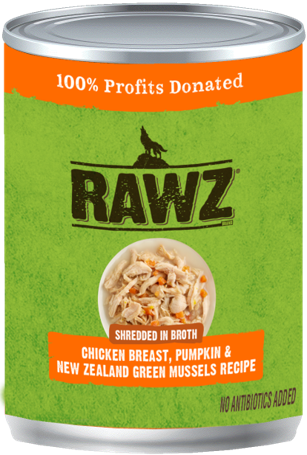 Rawz Shreddded Chicken, Pumpkin, New Zealand Green Mussel Dog Food 10oz by Pet Food Warehouse