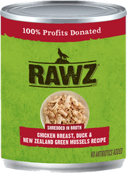 Rawz Shreddded Chicken, Duck, New Zealand Green Mussel Dog Food 10oz by Pet Food Warehouse