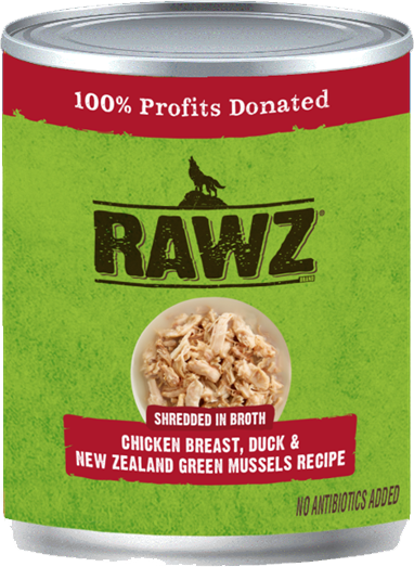 Rawz Shreddded Chicken, Duck, New Zealand Green Mussel Dog Food 10oz by Pet Food Warehouse