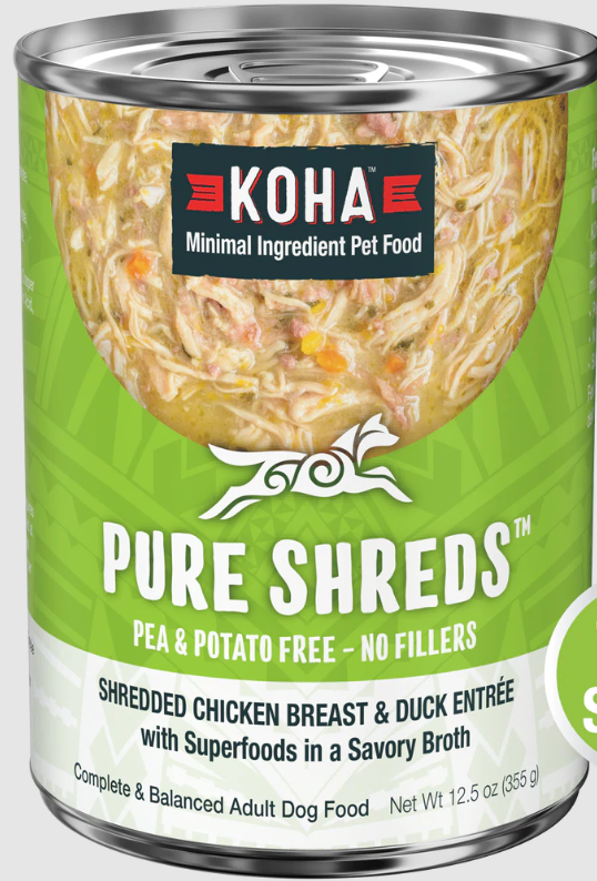 Koha Pure Shreds Chicken & Duck Canned Dog 12.5oz by Pet Food Warehouse