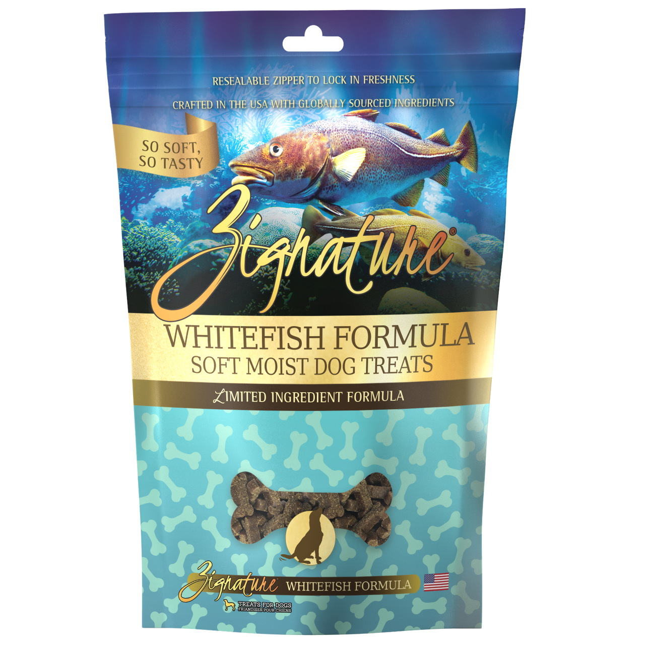 Zignature Soft Moist Treats For Dog VWhitefish 4oz by Pet Food Warehouse