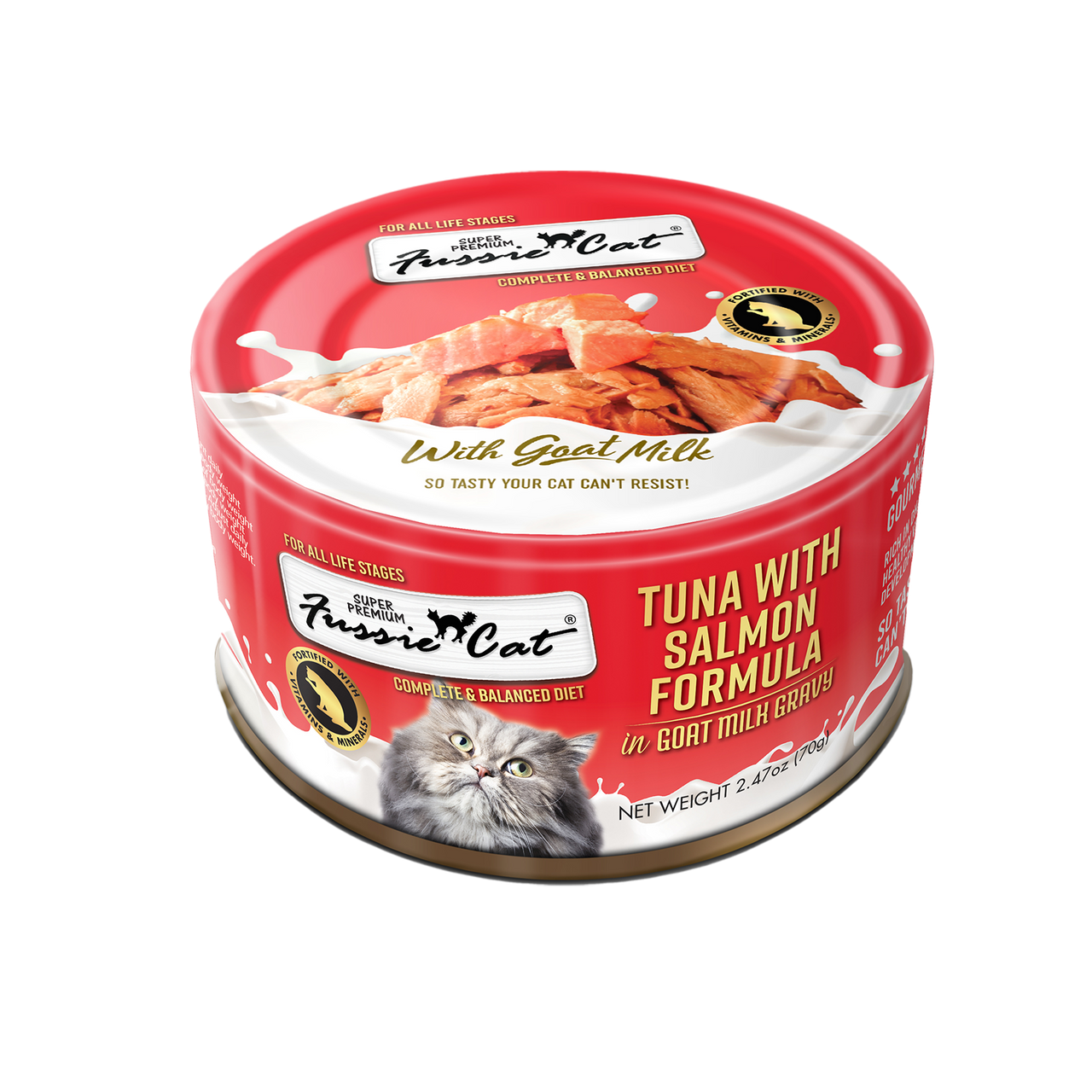 Fussie Cat Premium Tuna w/Salmon in Goats Milk 2.47oz by Pet Food Warehouse
