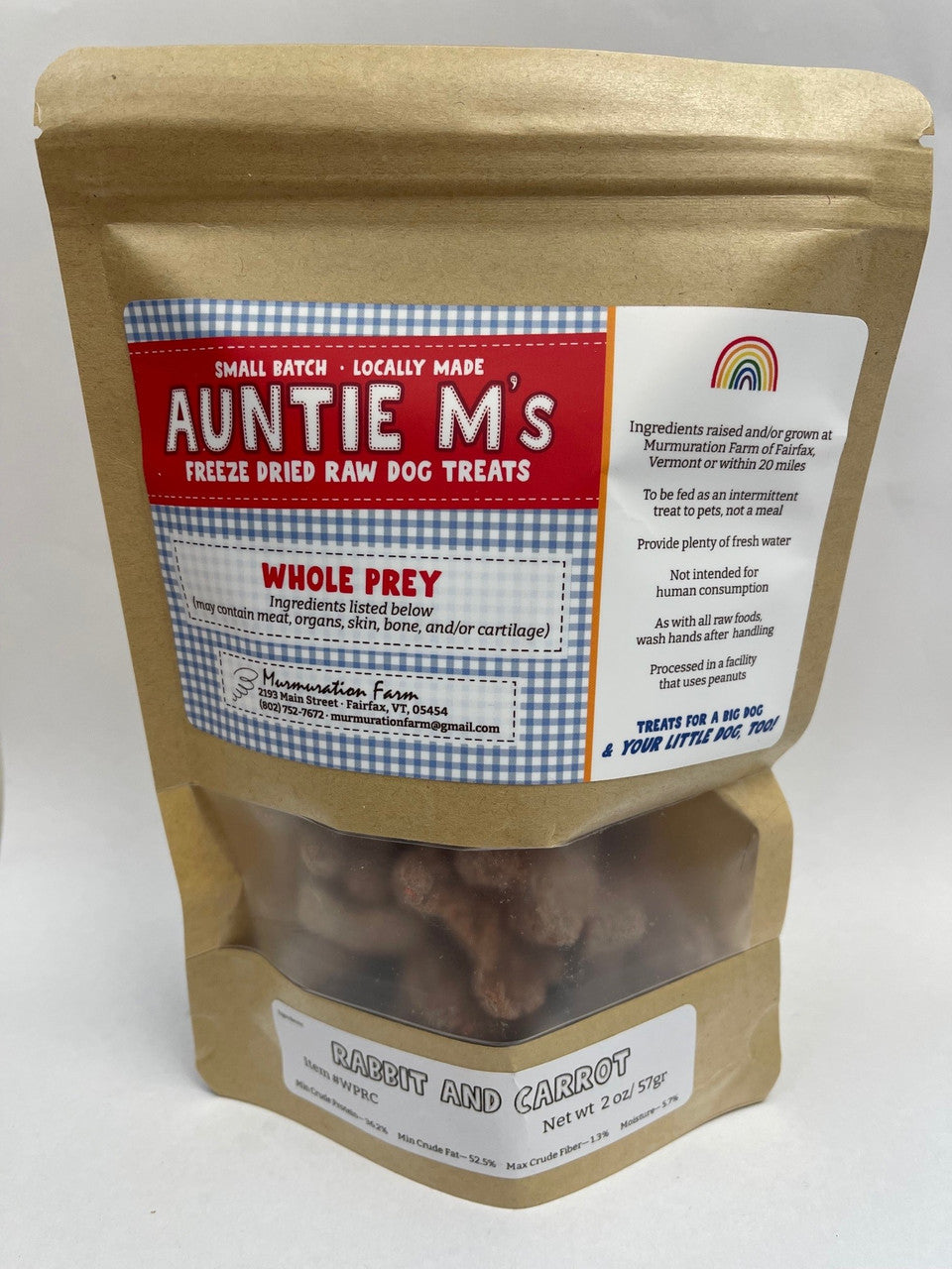 Auntie M Whole Prey Rabbit Carrot Dog Treats by Pet Food Warehouse