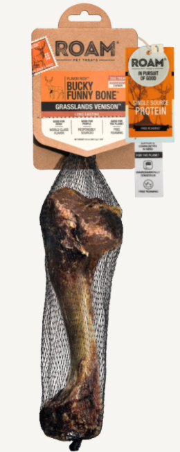 Roam Pet Treats Bucky Venison Funny Bone (Humerus) by Pet Food Warehouse