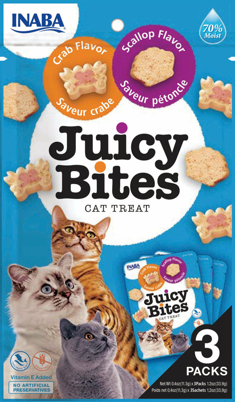 Inaba Juicy Bites Scallop & Crab Flavor Cat Treat 3 Packs of .4oz by Pet Food Warehouse