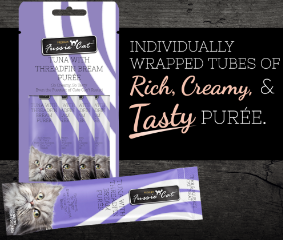 4pk Fussie Cat Tuna and Threadfin Puree Cat Treat .5oz by Pet Food Warehouse