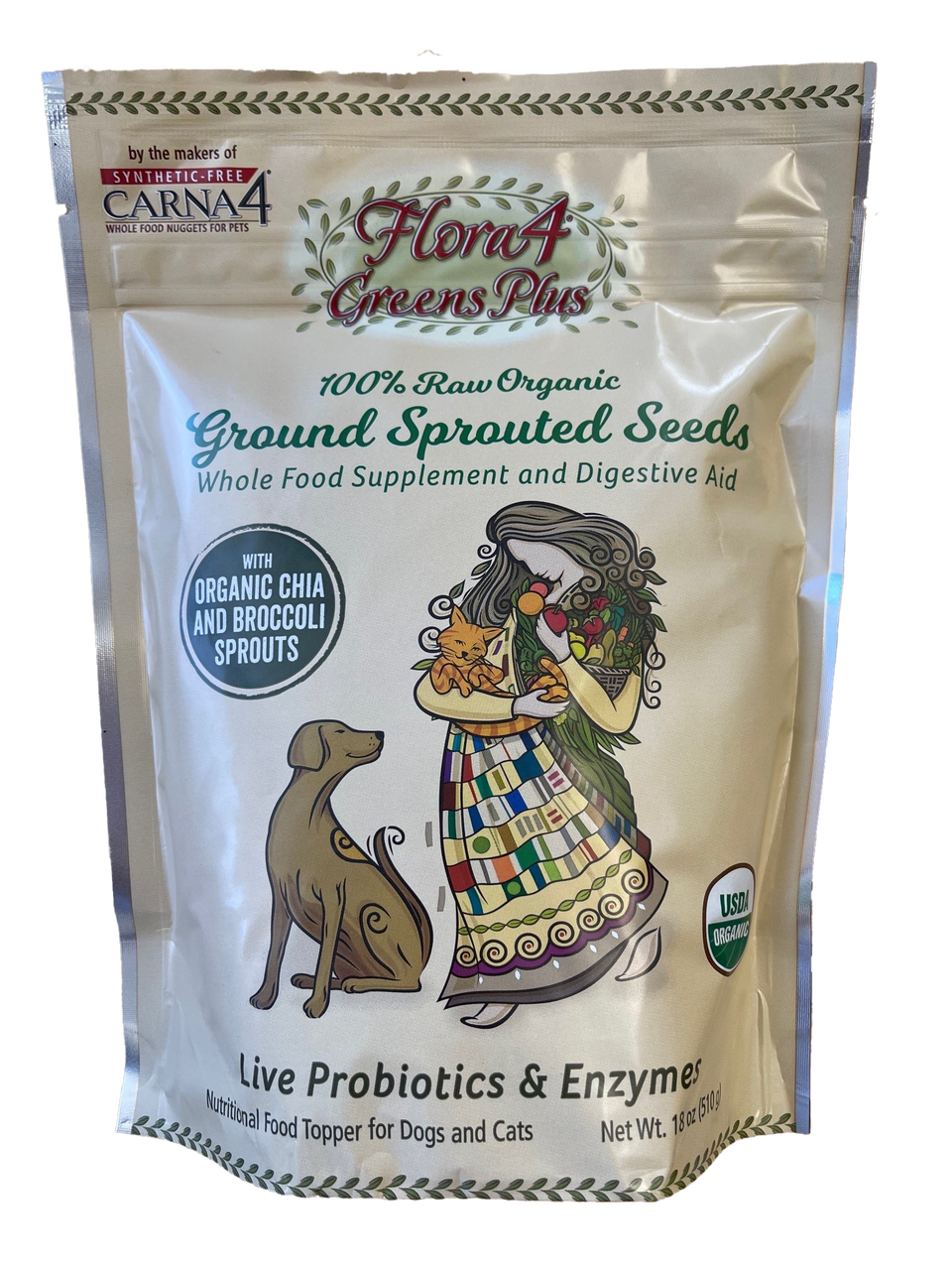 Carna4 Flora4 Greens Plus 18oz by Pet Food Warehouse