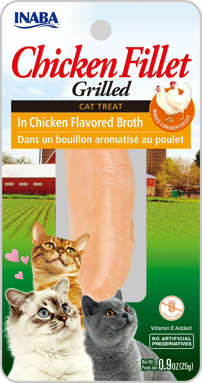 Inaba Grilled Fillets Chicken in Chicken Flavored Broth Cat Treat .9oz by Pet Food Warehouse