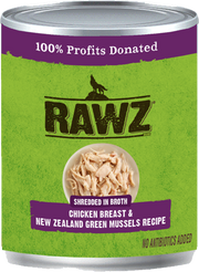Rawz Shreddded Chicken, New Zealand Green Mussel Dog Food 10oz by Pet Food Warehouse