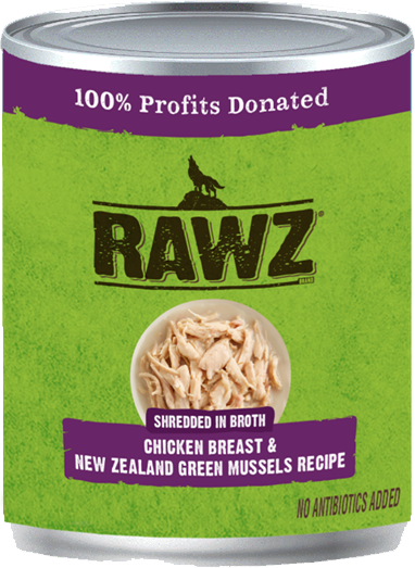 Rawz Shreddded Chicken, New Zealand Green Mussel Dog Food 10oz by Pet Food Warehouse