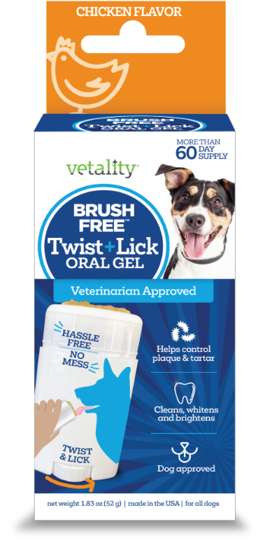 Vetality Brush Free Twist & Lick Oral Gel for Dogs Chicken 1.83oz by Pet Food Warehouse
