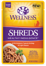 Wellness Healthy Indulgence Shredded Tuna Shrimp Cat Food 3oz by Pet Food Warehouse