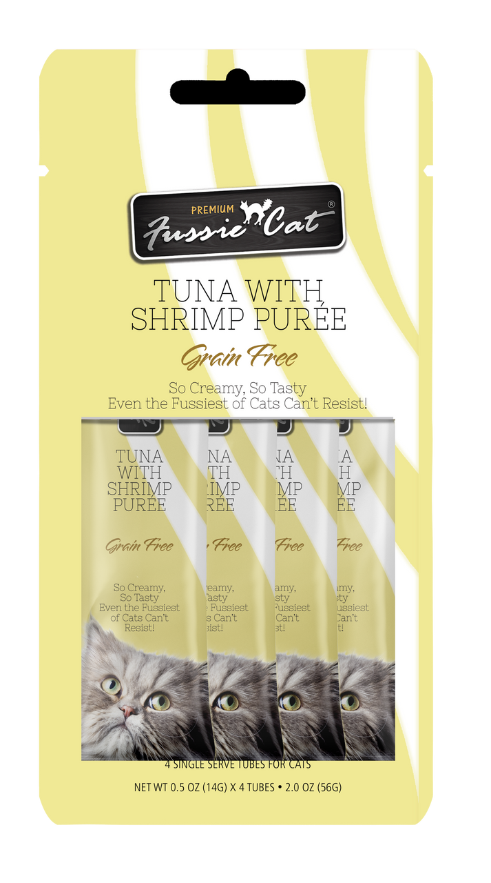 4pk Fussie Cat Tuna with Shrimp Puree Cat Treat .5oz by Pet Food Warehouse