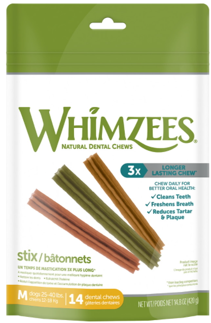Whimzees Medium Stix Dental Chew 14.8oz by Pet Food Warehouse