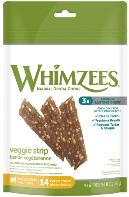 Whimzees Medium Veggie Dental Chew 14.8oz by Pet Food Warehouse