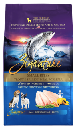 Zignature Trout Salmon Small Bite Dog Food Dry 4lb by Pet Food Warehouse