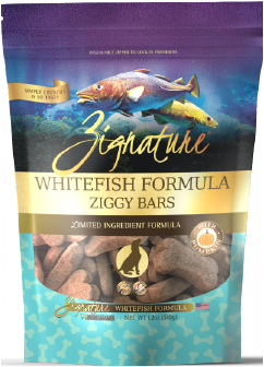 Zignature Ziggy Bars Treats White Fish Dog Treat 12oz by Pet Food Warehouse
