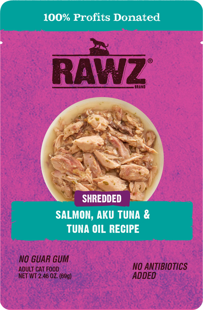 Rawz Salmon, Aku Tuna & Tuna Oil Cat Food Pouch 2.46oz by Pet Food Warehouse