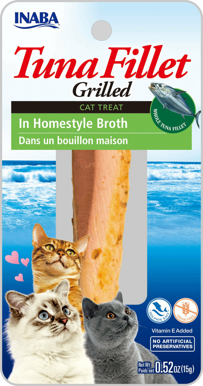 Inaba Grilled Fillets Tuna in Homestyle Broth Cat Treat .52oz by Pet Food Warehouse