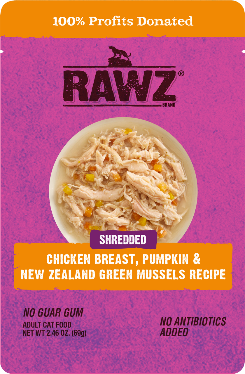 Rawz Chicken Breast, Pumpkin, New Zealand Green Mussel Cat Food Pouch 2.46oz by Pet Food Warehouse