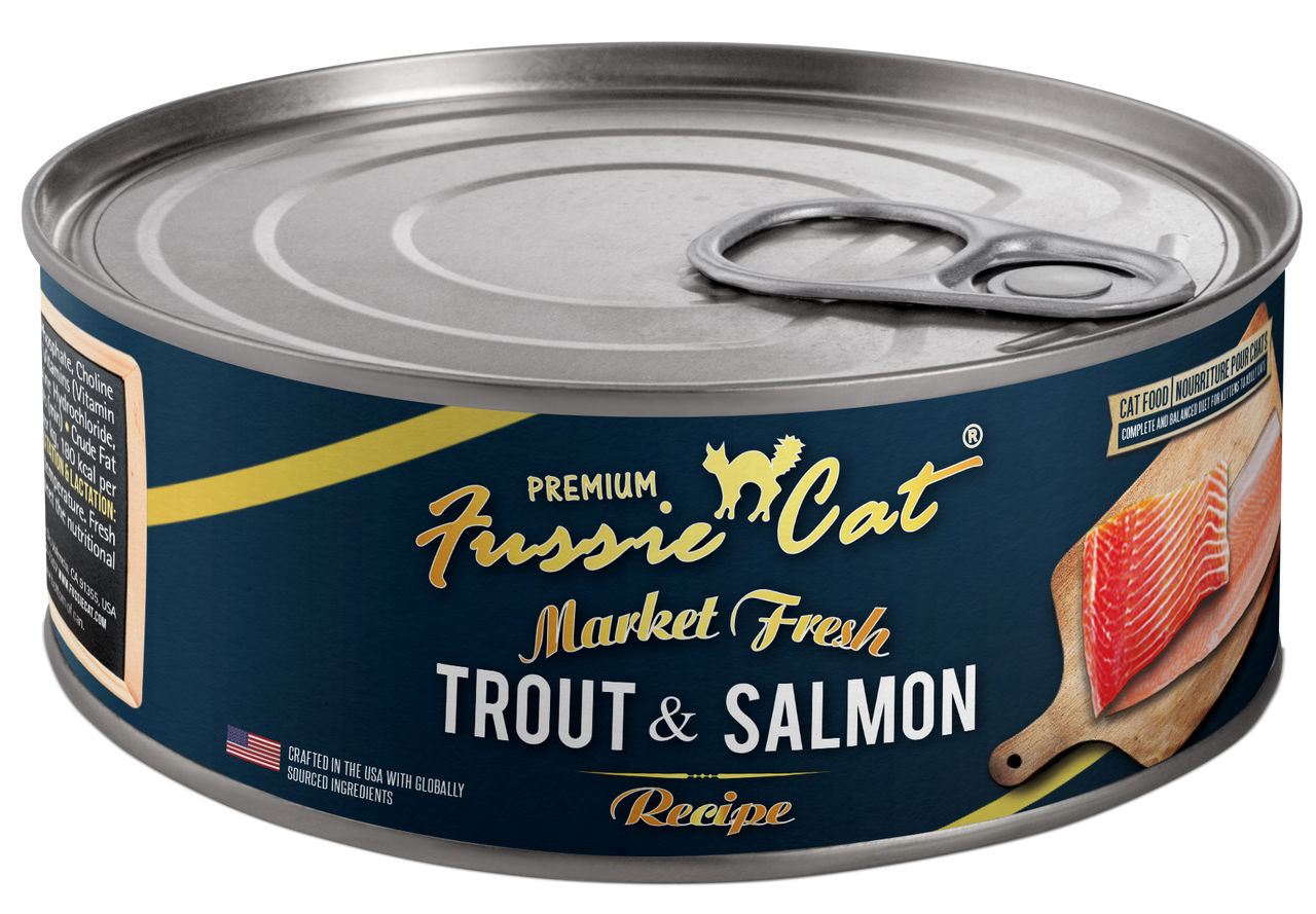 Fussie Cat Market Fresh Trout Salmon Can Cat Food 5.5oz by Pet Food Warehouse