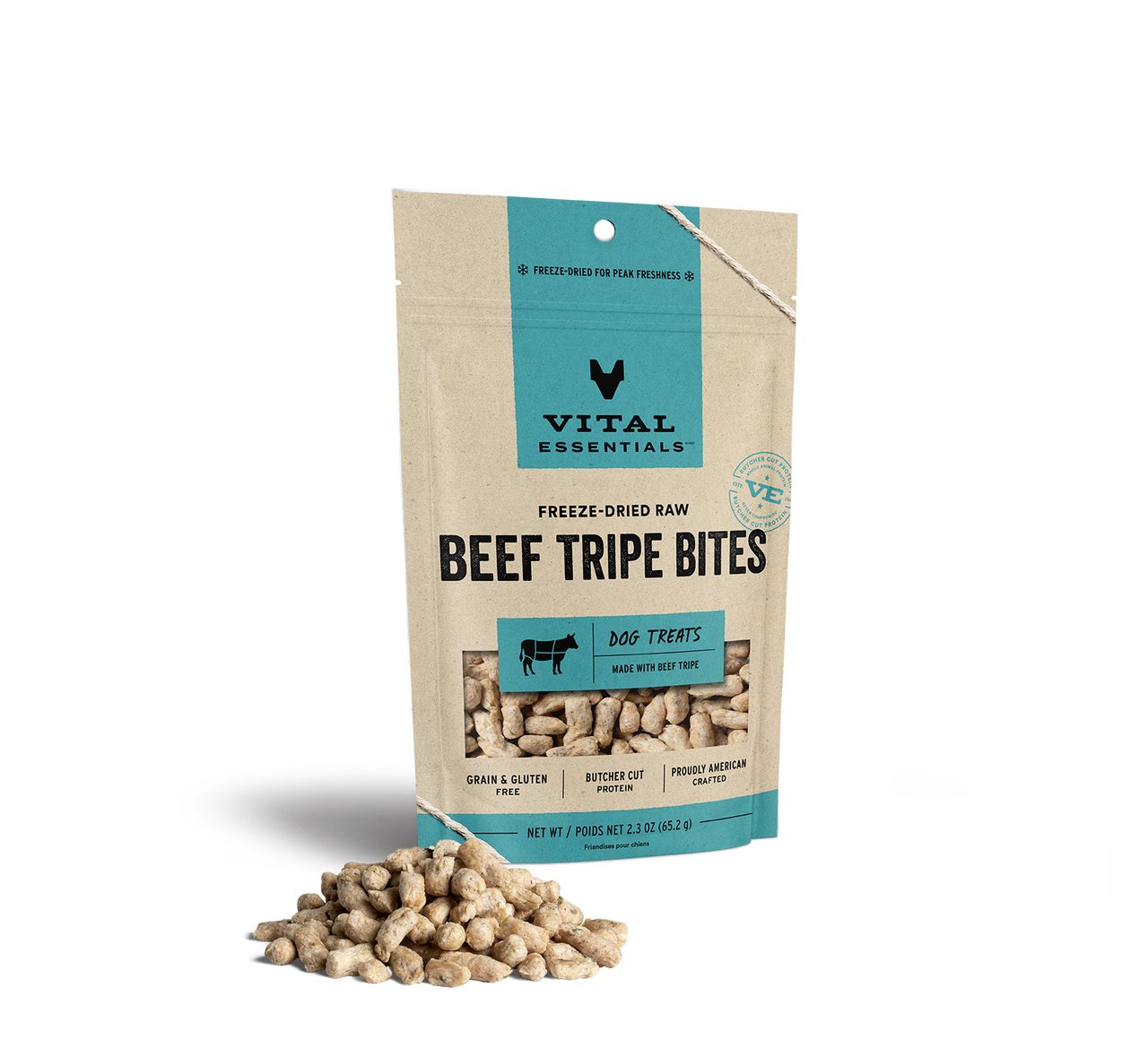 Vital Essentials Freeze-Dried Dog Treats Beef Tripe Bites 2.3oz by Pet Food Warehouse