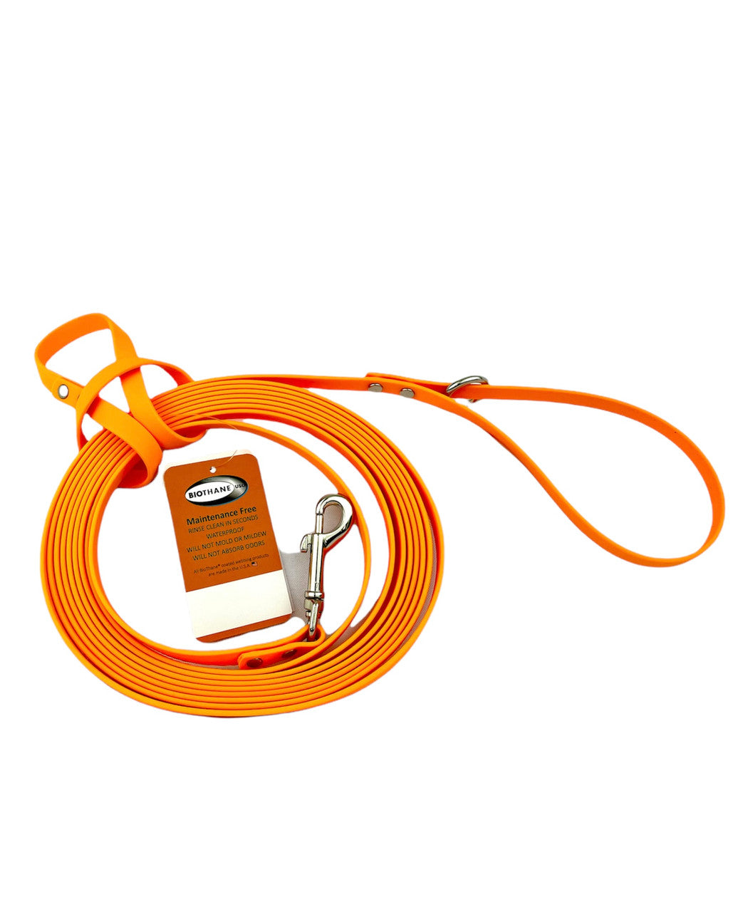 Waggle Woof & Wander Biothane Dog Long Line' Orange 15 by Pet Food Warehouse