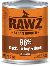 Rawz 96% Duck Turkey Quail Dog Food 12.5oz by Pet Food Warehouse