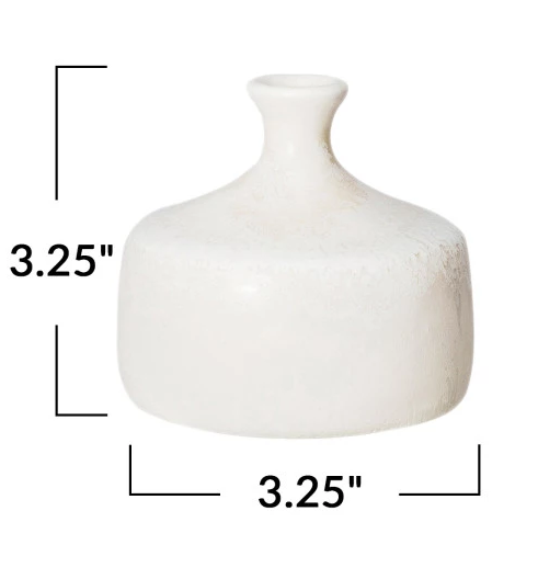 Vase Stoneware Cream Medium Round 3.25" high by Homeportonline