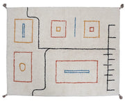 Rug Abstract Design Corner Tassels Tufted Stonewashed Cotton Multi Color 5' x 7' by Homeportonline