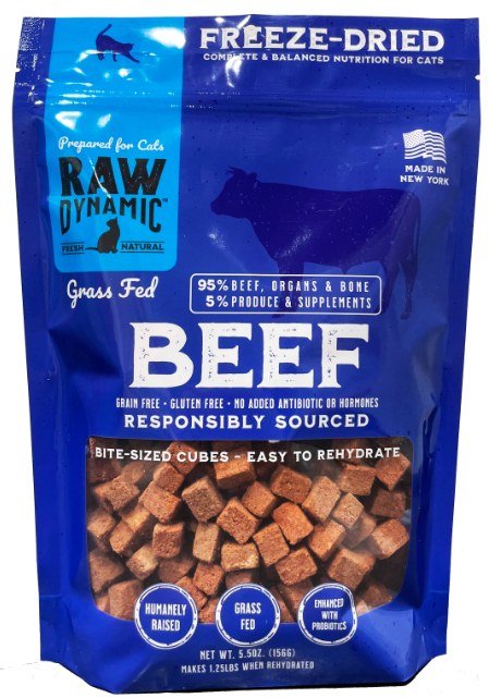 Raw Dynamic Freeze Dried Cat Food Beef 5.5oz by Pet Food Warehouse