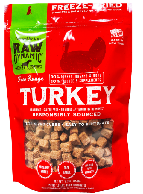 Raw Dynamic Freeze Dried Dog Food Turkey 5.5oz by Pet Food Warehouse