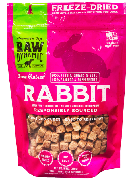 Raw Dynamic Freeze Dried Dog Food Rabbit 5.5oz by Pet Food Warehouse