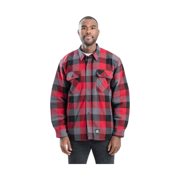 Berne Men's Flannel Shirt Jac - Plaid Red