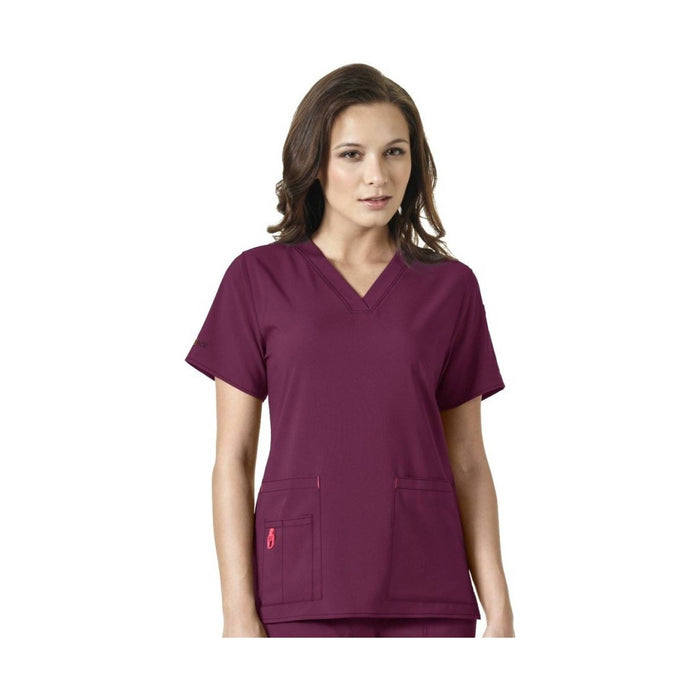 Carhartt Women's Scrubs V-Neck Media Top - Wine